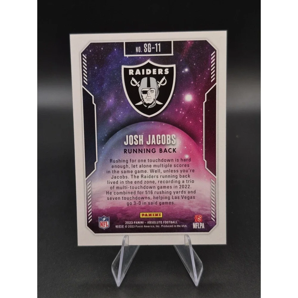 2023 Panini Absolute Josh Jacobs #SG-11 Star Gazing Orange /75 Packers Raiders
